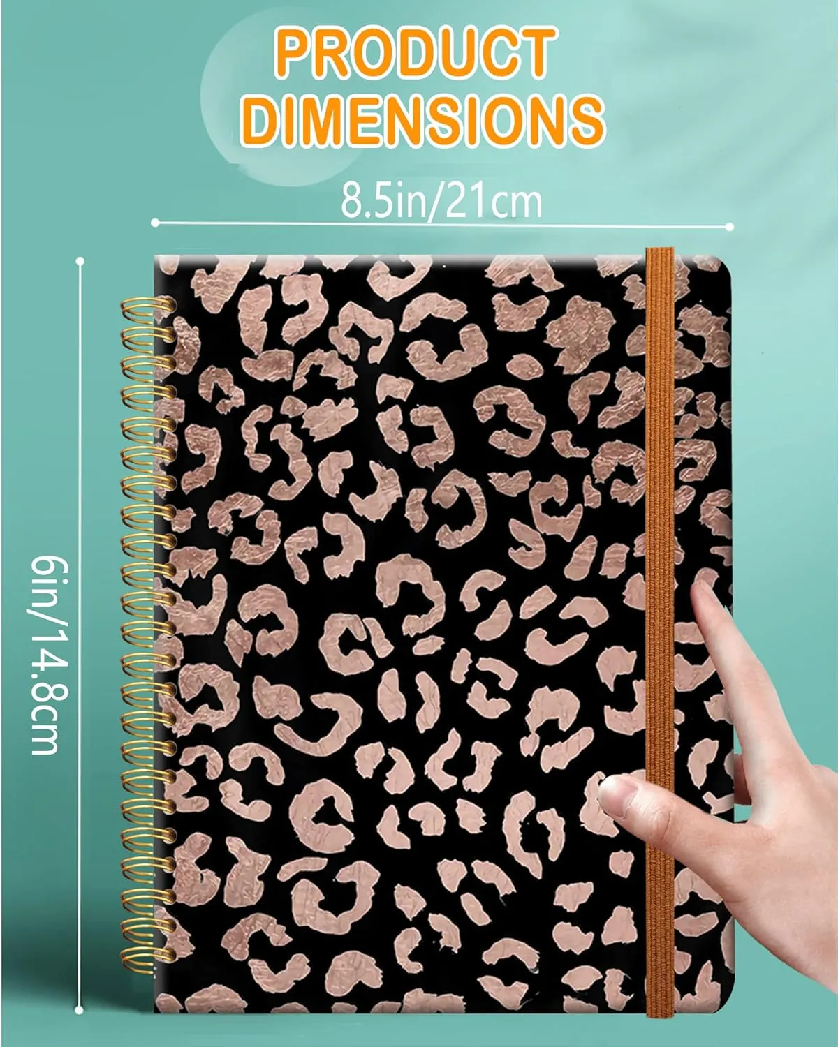 Ruled Spiral Writing Notebook,A5 Hardcover Lined College Journal for Women Lady Girl,Fashion Strong Twin-Wire Binding with Premium Paper,8.4" X 6",Perfect for School,Office,Home Gifts(Rose Gold