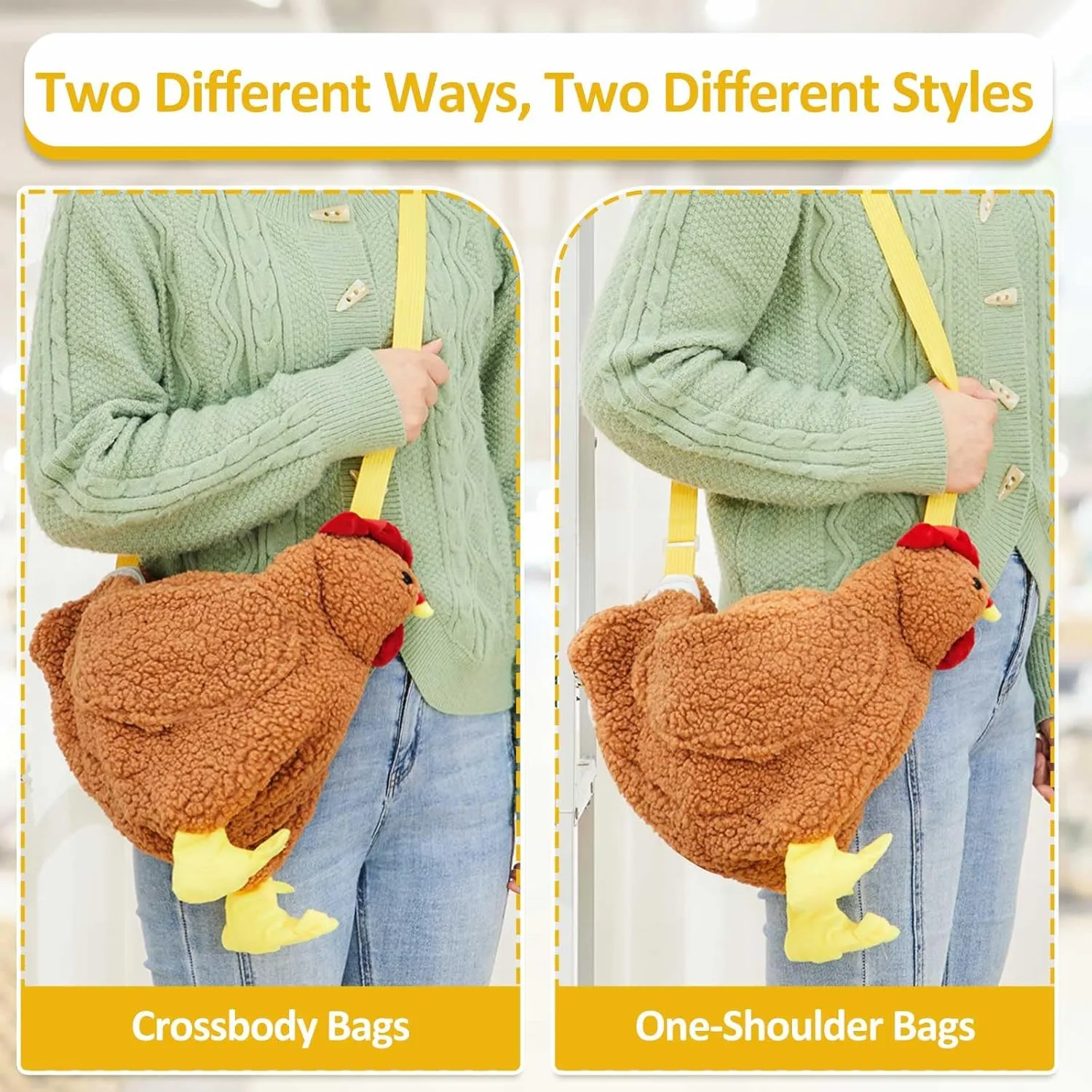 Saintrygo Chicken Hen Purse Bag Fluffy Shoulder Handbag Cute Funny Animal Gift for Christmas for Women Girls