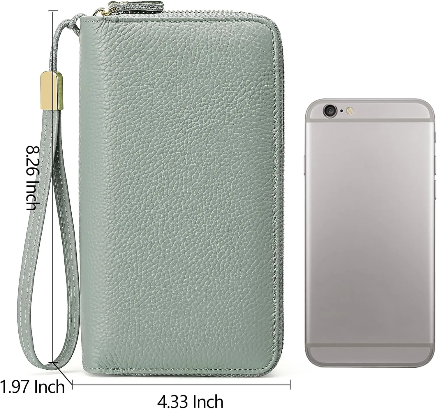 SENDEFN Leather Women Wallet RFID Blocking Zipper Around Phone Holder Clutch Wristlet Large Capacity