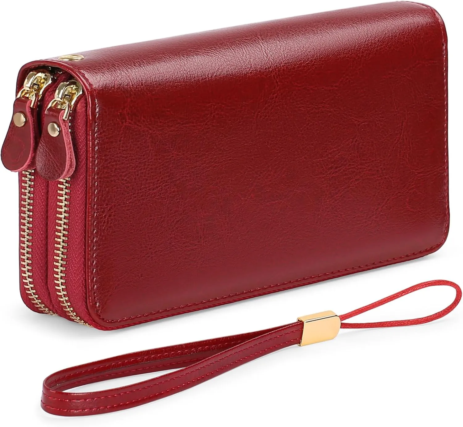 SENDEFN Leather Women Wallet RFID Blocking Zipper Around Phone Holder Clutch Wristlet Large Capacity