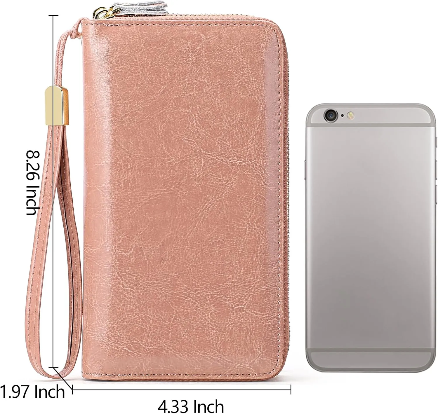 SENDEFN Leather Women Wallet RFID Blocking Zipper Around Phone Holder Clutch Wristlet Large Capacity