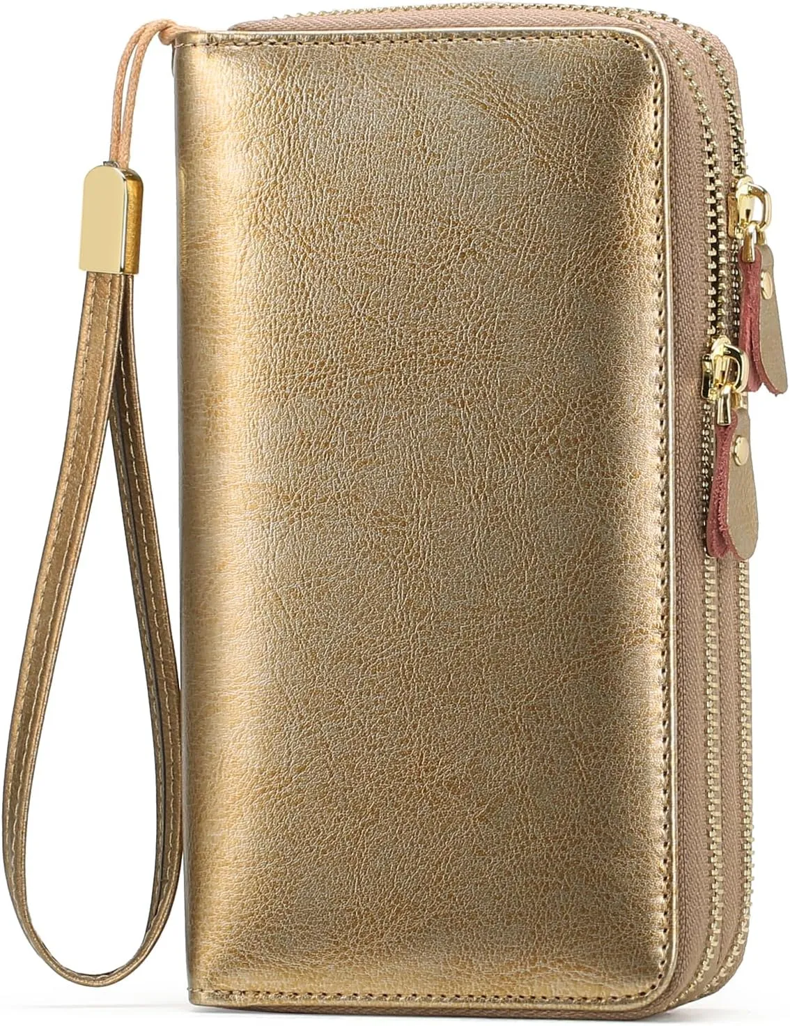 SENDEFN Leather Women Wallet RFID Blocking Zipper Around Phone Holder Clutch Wristlet Large Capacity