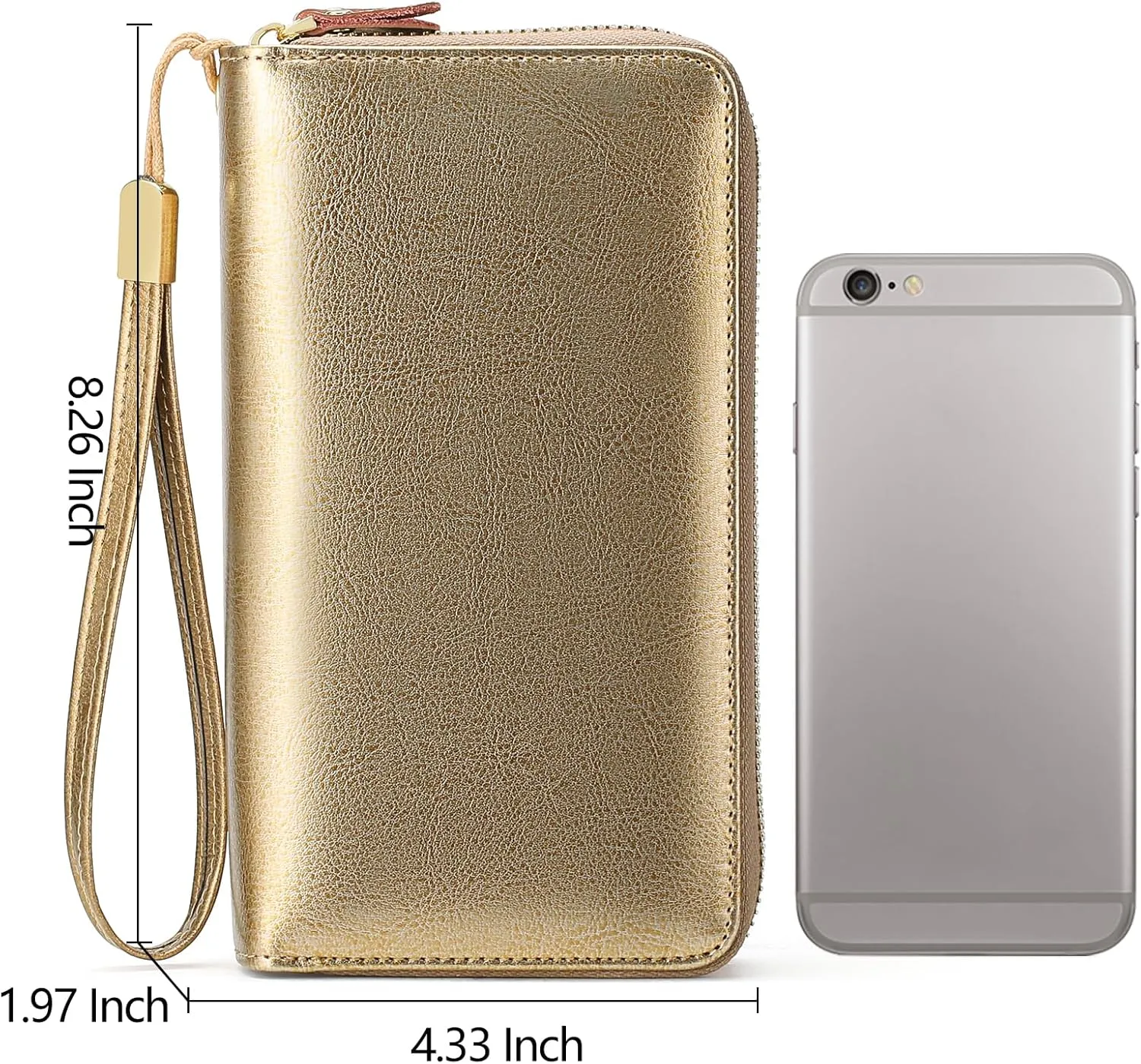 SENDEFN Leather Women Wallet RFID Blocking Zipper Around Phone Holder Clutch Wristlet Large Capacity