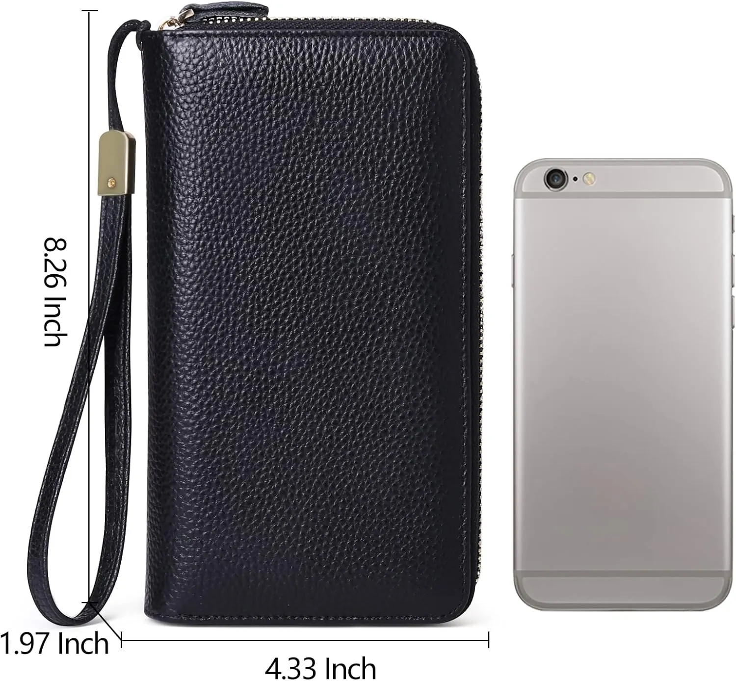 SENDEFN Leather Women Wallet RFID Blocking Zipper Around Phone Holder Clutch Wristlet Large Capacity