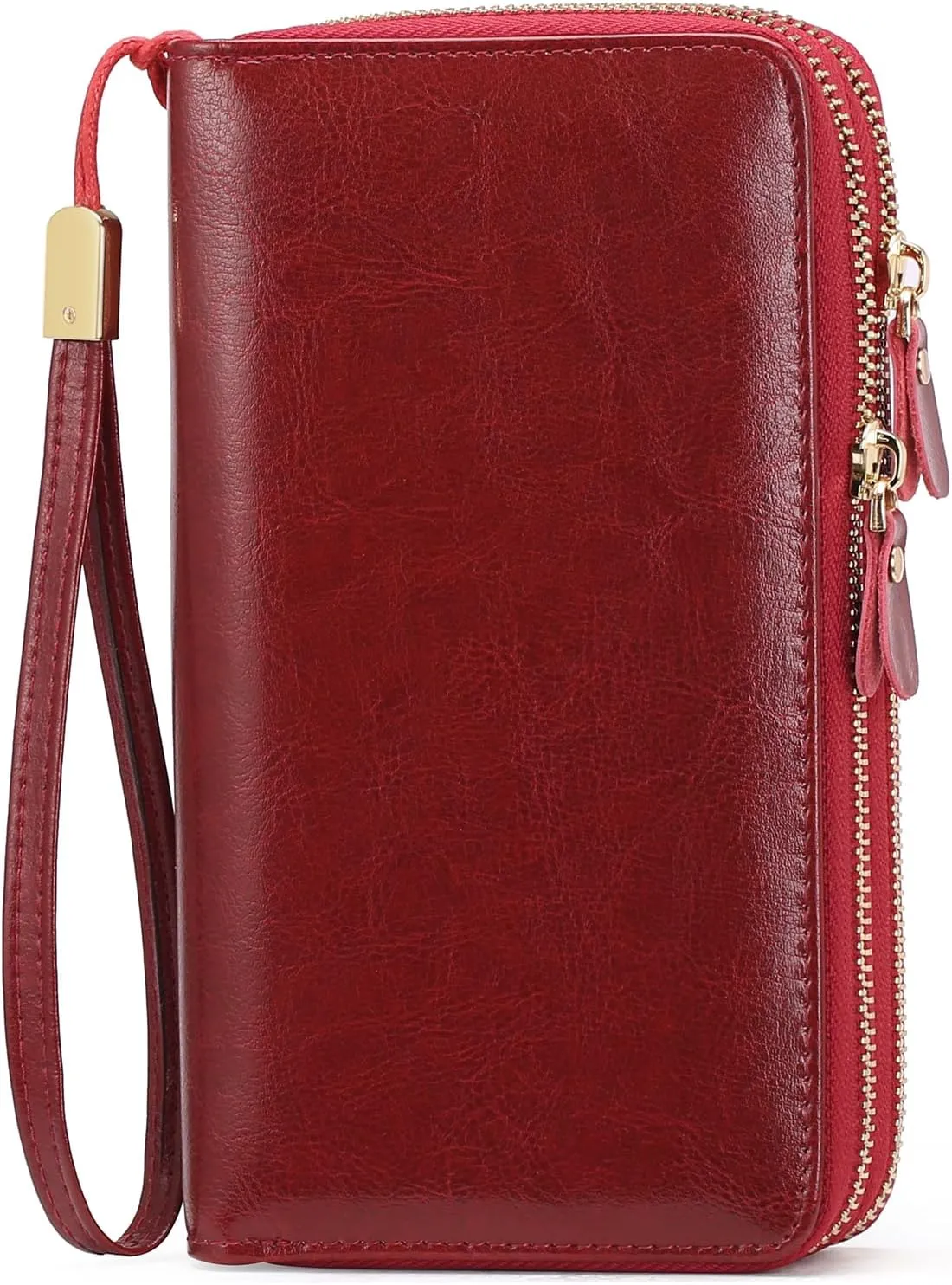 SENDEFN Leather Women Wallet RFID Blocking Zipper Around Phone Holder Clutch Wristlet Large Capacity