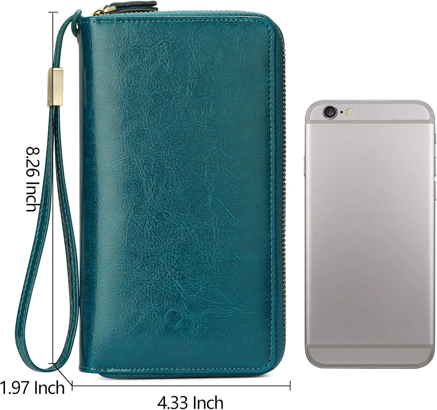 SENDEFN Leather Women Wallet RFID Blocking Zipper Around Phone Holder Clutch Wristlet Large Capacity