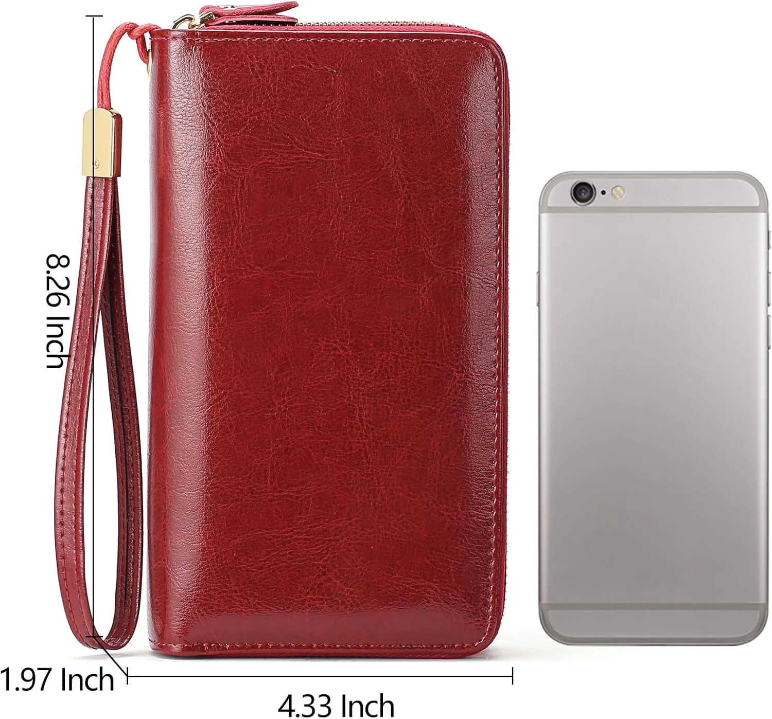 SENDEFN Leather Women Wallet RFID Blocking Zipper Around Phone Holder Clutch Wristlet Large Capacity