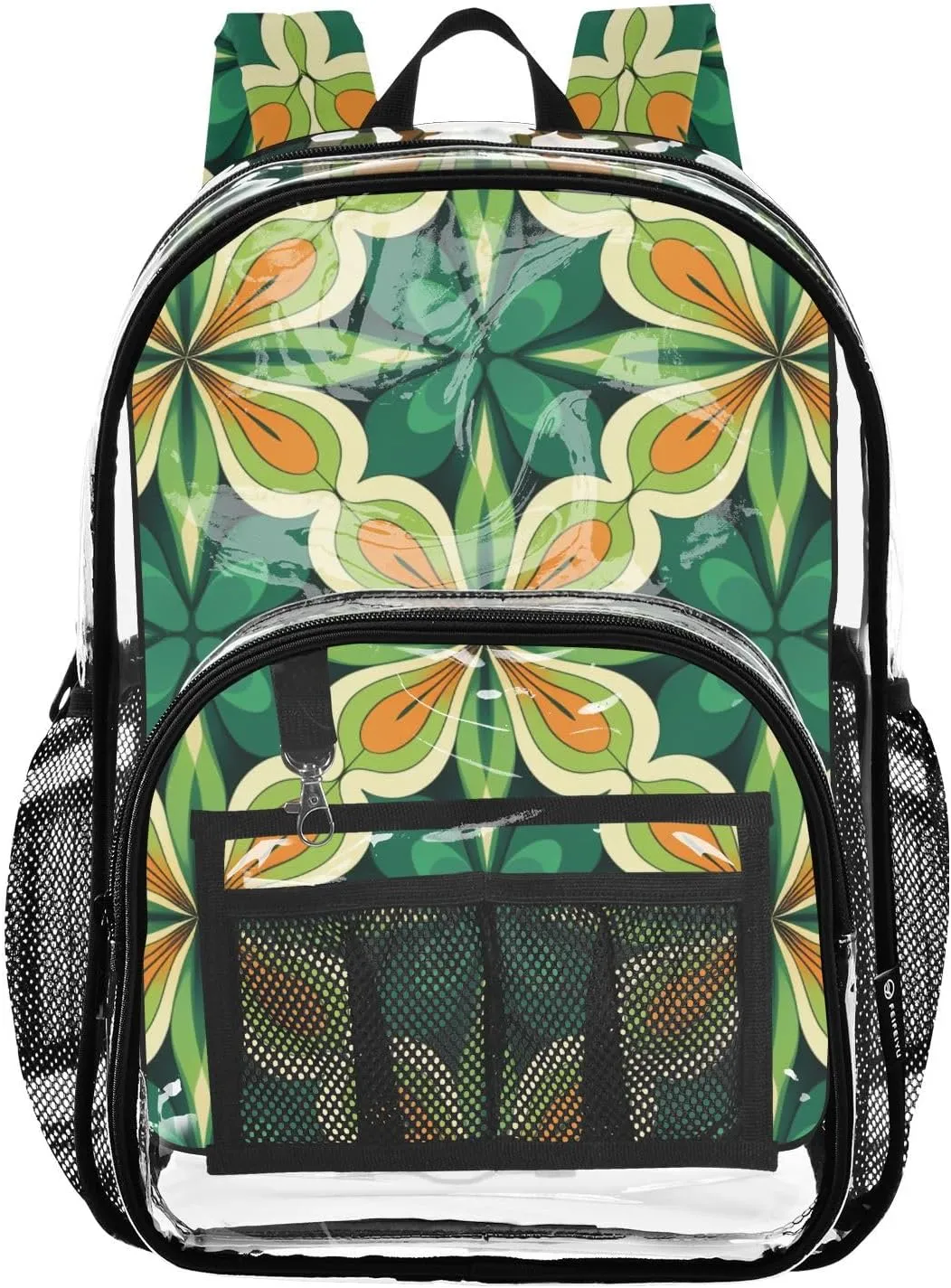 senya Transparent School Bag Symmetrical Leaves Travel Backpack With Water-Resistant PVC Plastic Clear Bagpack