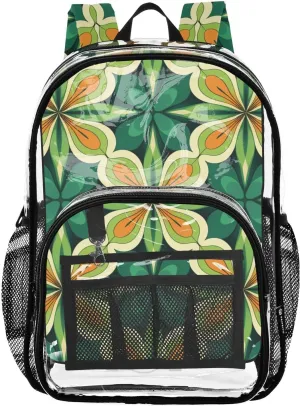 senya Transparent School Bag Symmetrical Leaves Travel Backpack With Water-Resistant PVC Plastic Clear Bagpack