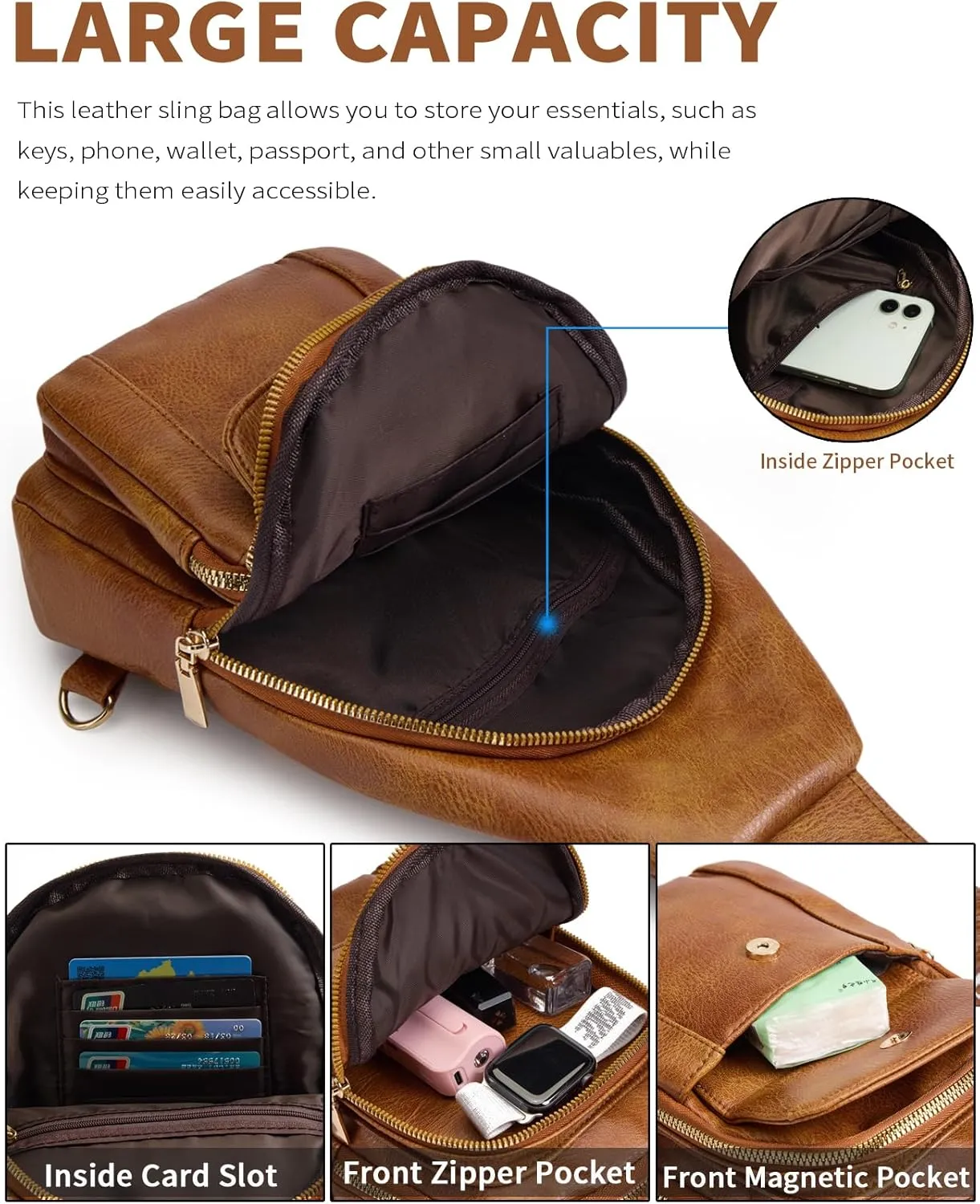 Seoky Rop Crossbody Bag for Women Small Sling Bag Leather Shoulder Cross Body Bag for Travel