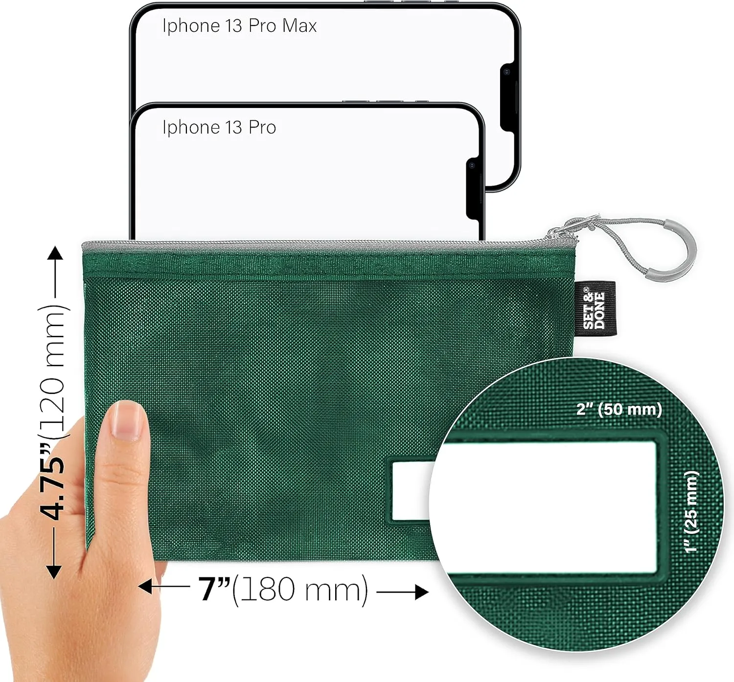 Set & Done - Zipper Mesh Bags 7"x 5" Size S Clear Pouch for Storage Small Items Makeup Accessories & Office Organizers, Travel Easy
