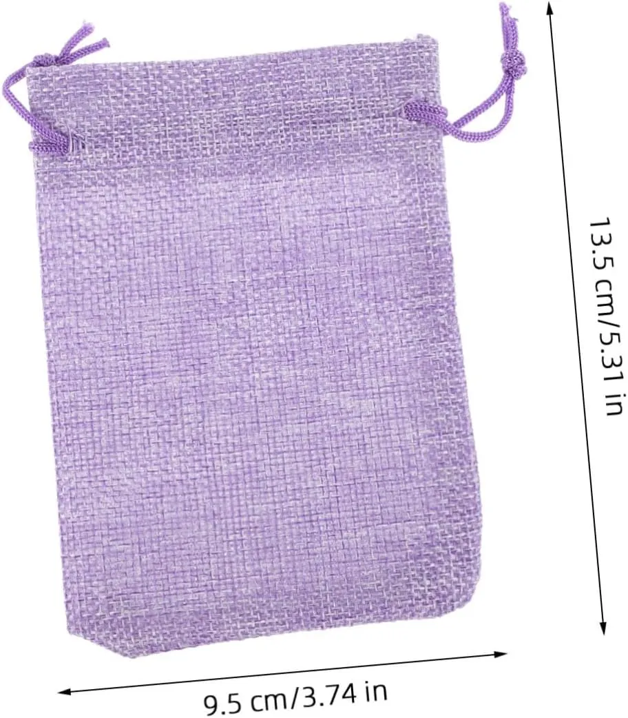 SEWOART Drawstring Burlap Bags Linen Jewelry Pouch Set 10 Count 13.5x9.5cm Burlap Great for Beads Makeup Storage