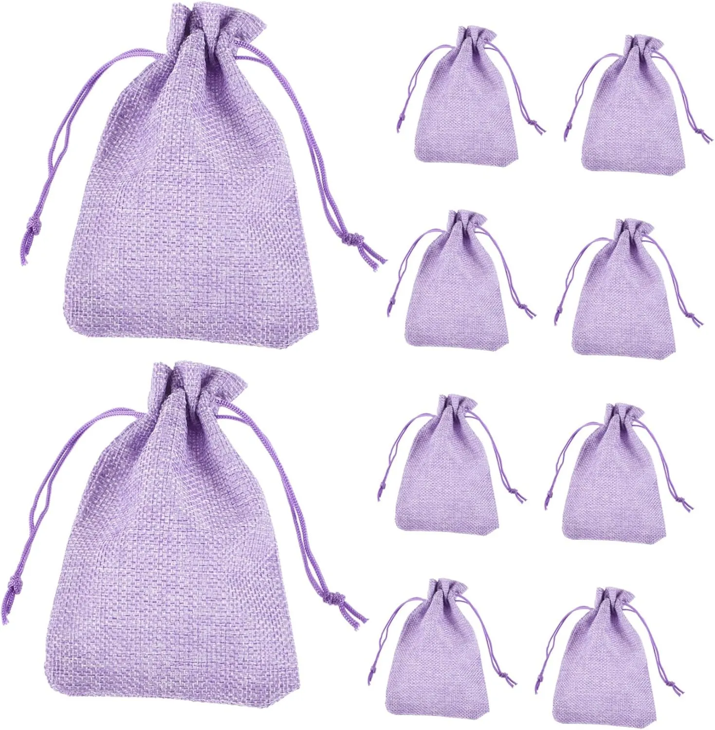 SEWOART Drawstring Burlap Bags Linen Jewelry Pouch Set 10 Count 13.5x9.5cm Burlap Great for Beads Makeup Storage
