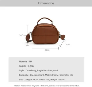 Shell Handbag Sewing Thread Design Shoulder Bag Faux Leather Crossbody Handbag with Zipper Closure
