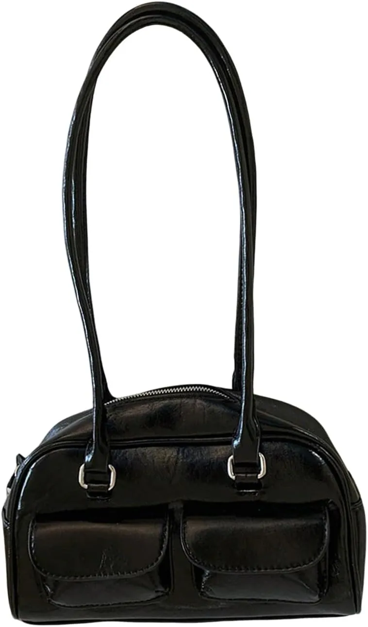 SHENHE Women's PU Leather Square Tote Bag Multi Pockets Handbags Zipper Top Handle Shoulder Bags