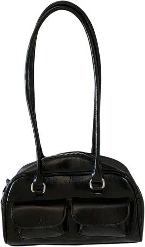 SHENHE Women's PU Leather Square Tote Bag Multi Pockets Handbags Zipper Top Handle Shoulder Bags