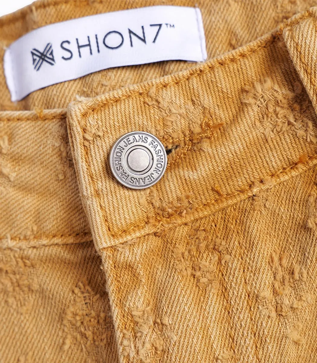 SHION7 Men's Denim Shorts, Relaxed Fit Knee Length Short Pants for Men, Ripped Baggy Half Pant, Streetwear Oversized Shorts