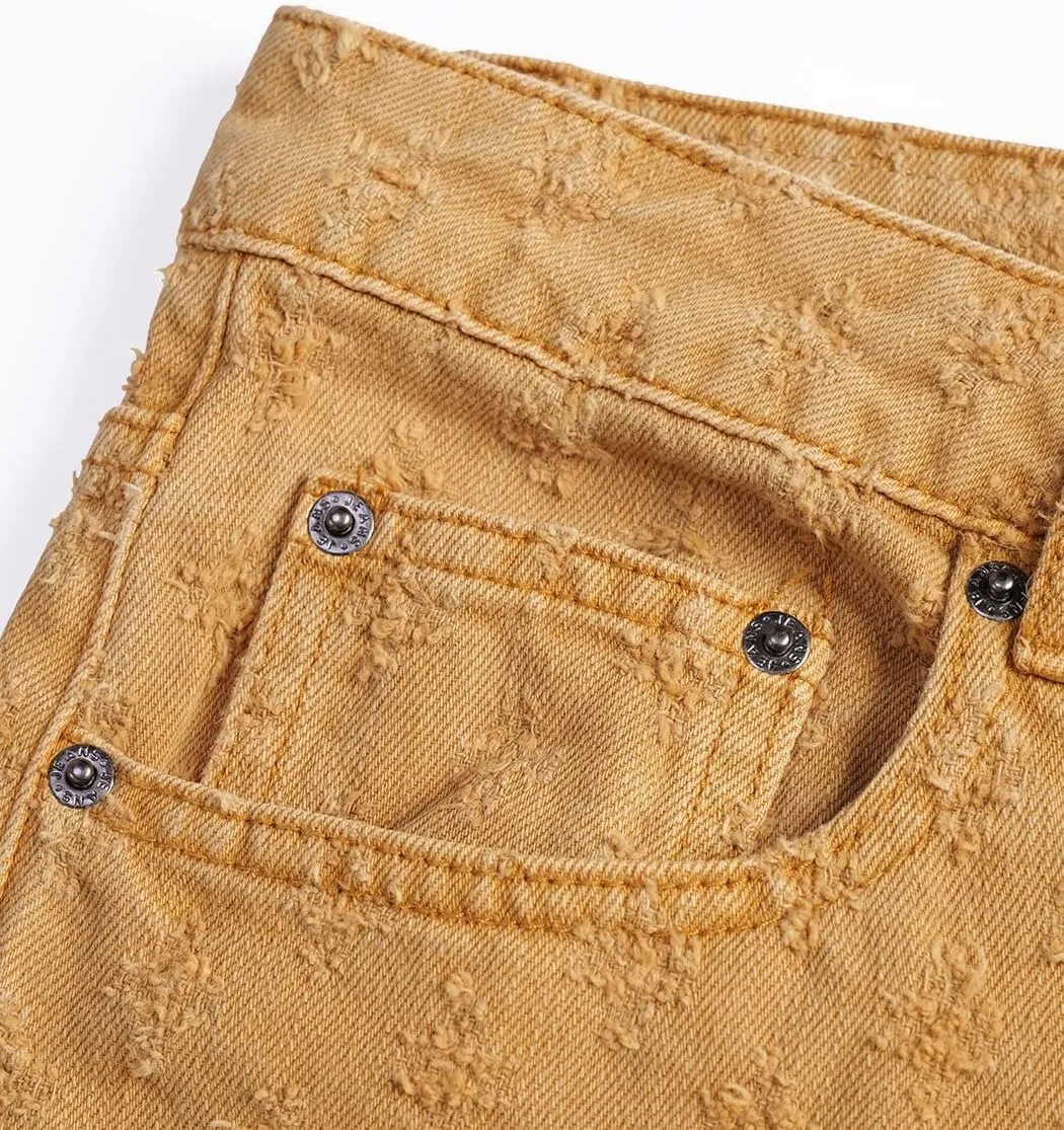 SHION7 Men's Denim Shorts, Relaxed Fit Knee Length Short Pants for Men, Ripped Baggy Half Pant, Streetwear Oversized Shorts