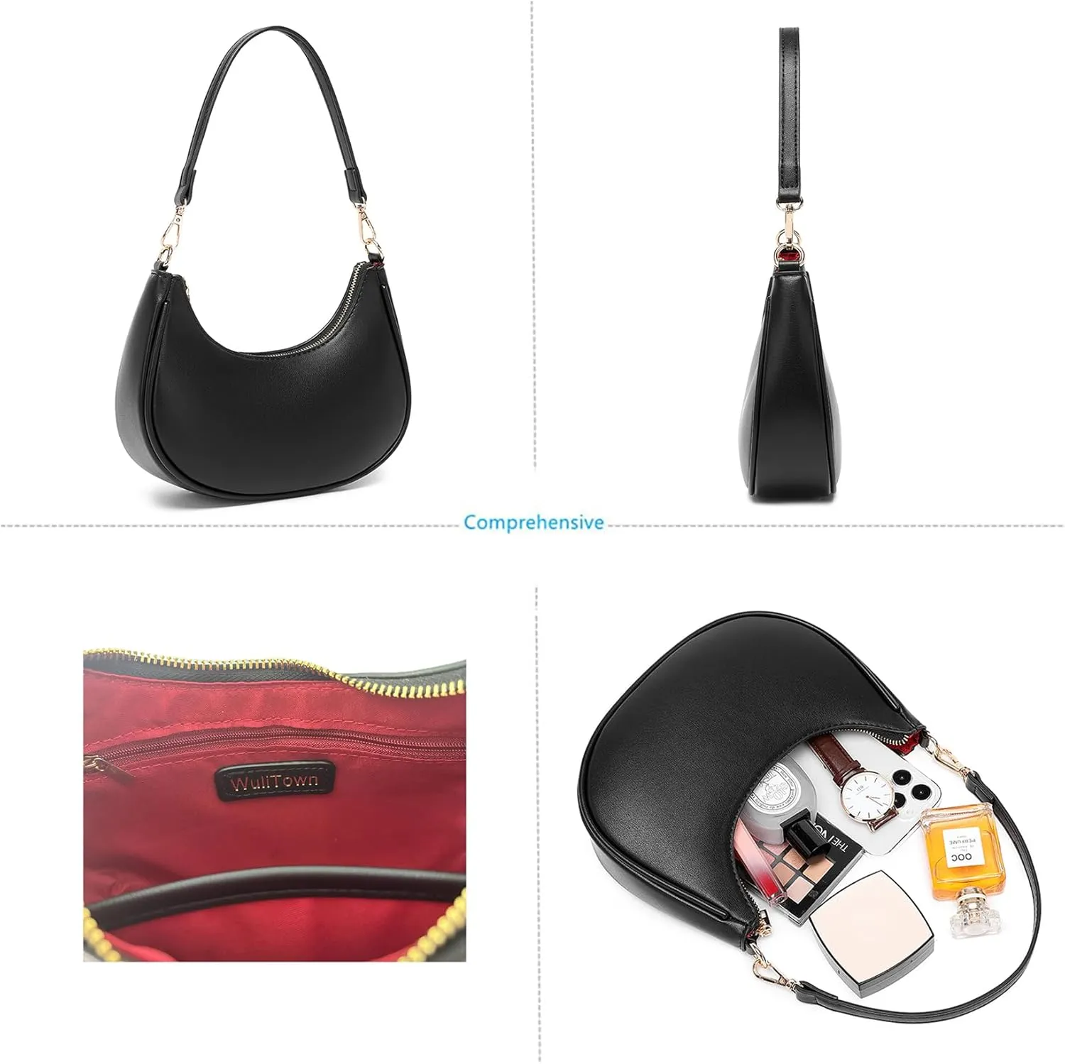 Shoulder Bags for Women, Cute Hobo Tote Handbag Mini Clutch Purse with Zipper Closure