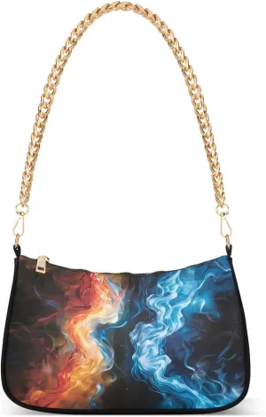 Shoulder Bags for Women Fire and Ice Tote HandBag Shoulder Bags purse with Chain Zipper Closure