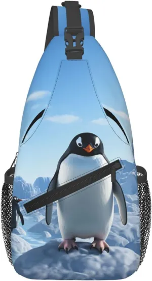 Sling Backpack Adjustable Crossbody Shoulder Bags Penguin Antarctica Ice Casual Chest Bag Hiking Daypack