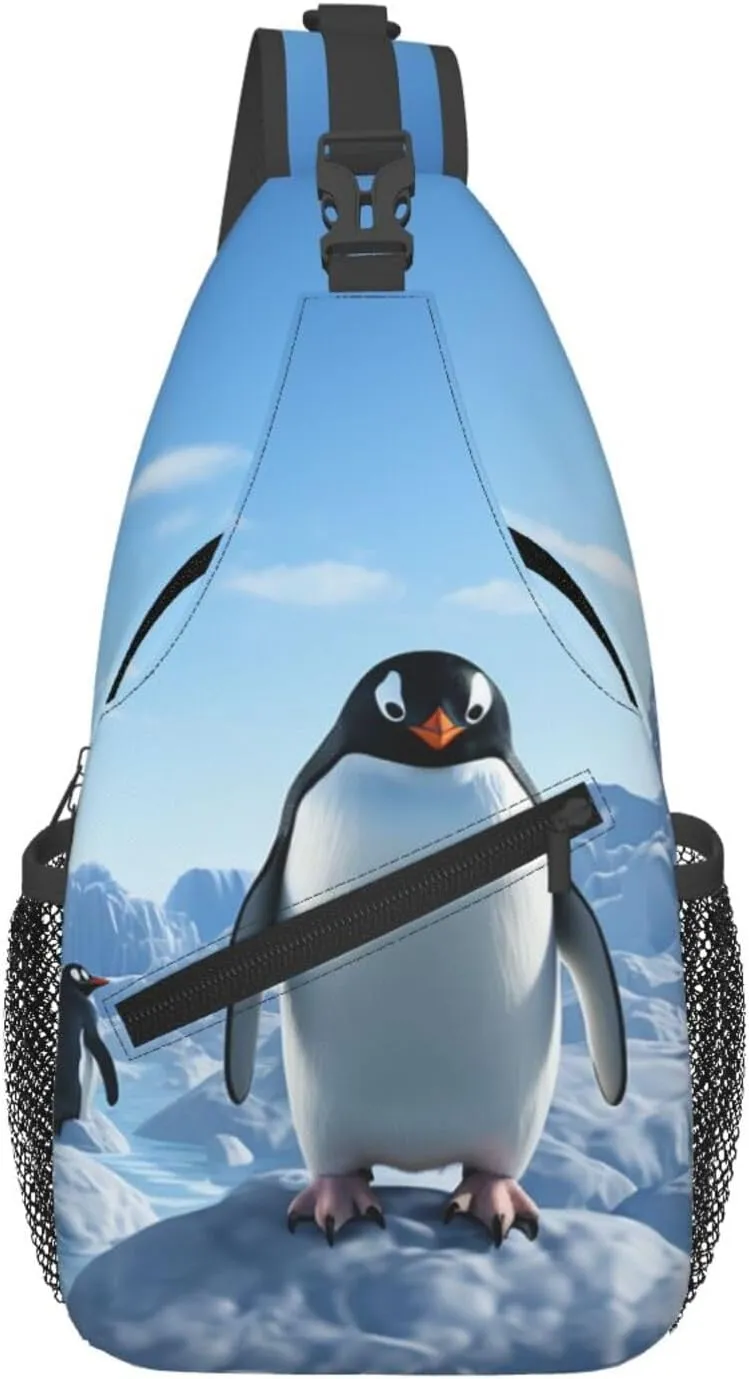 Sling Backpack Adjustable Crossbody Shoulder Bags Penguin Antarctica Ice Casual Chest Bag Hiking Daypack