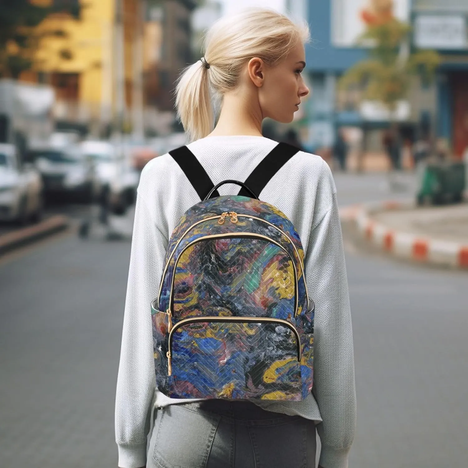 Small Backpack for Women Quilted Backpack Fashion Shoulder Bag Casual Daypack with Leather Carrying Handle