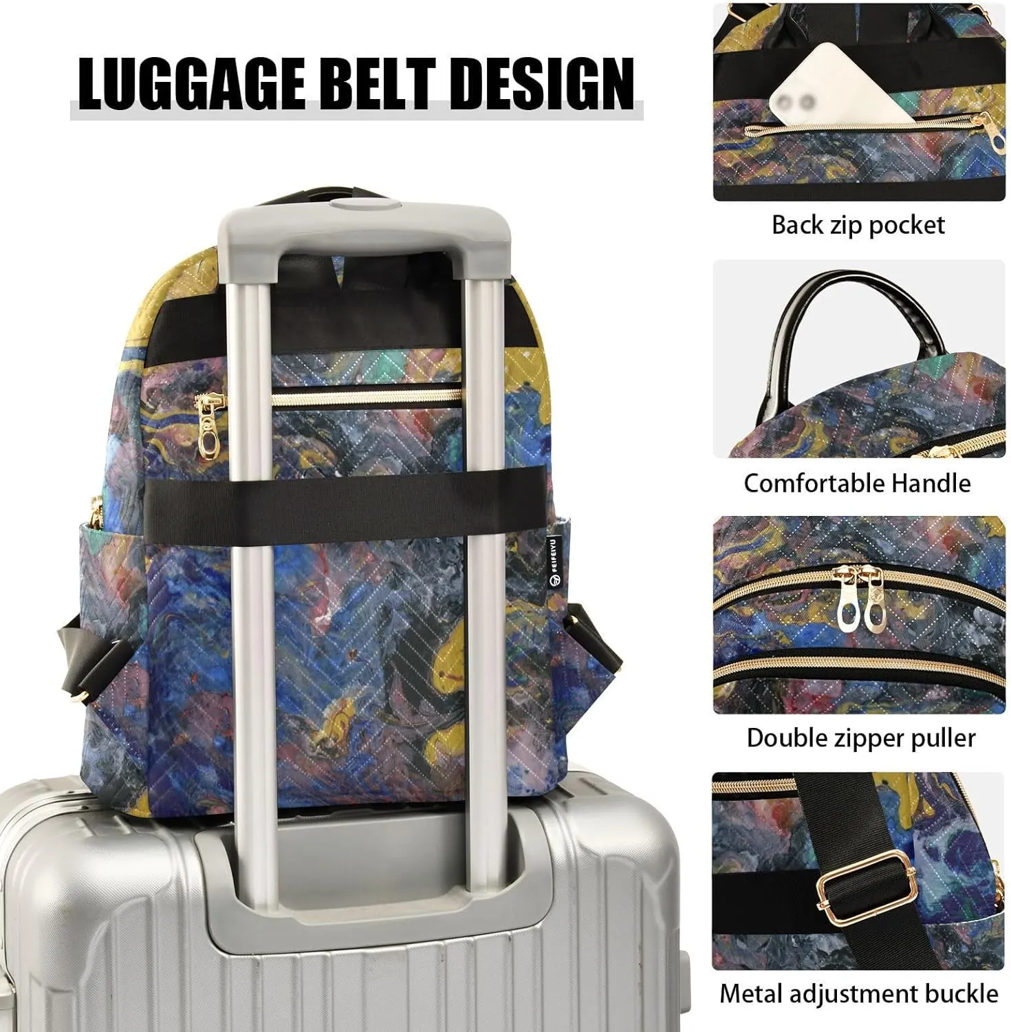 Small Backpack for Women Quilted Backpack Fashion Shoulder Bag Casual Daypack with Leather Carrying Handle