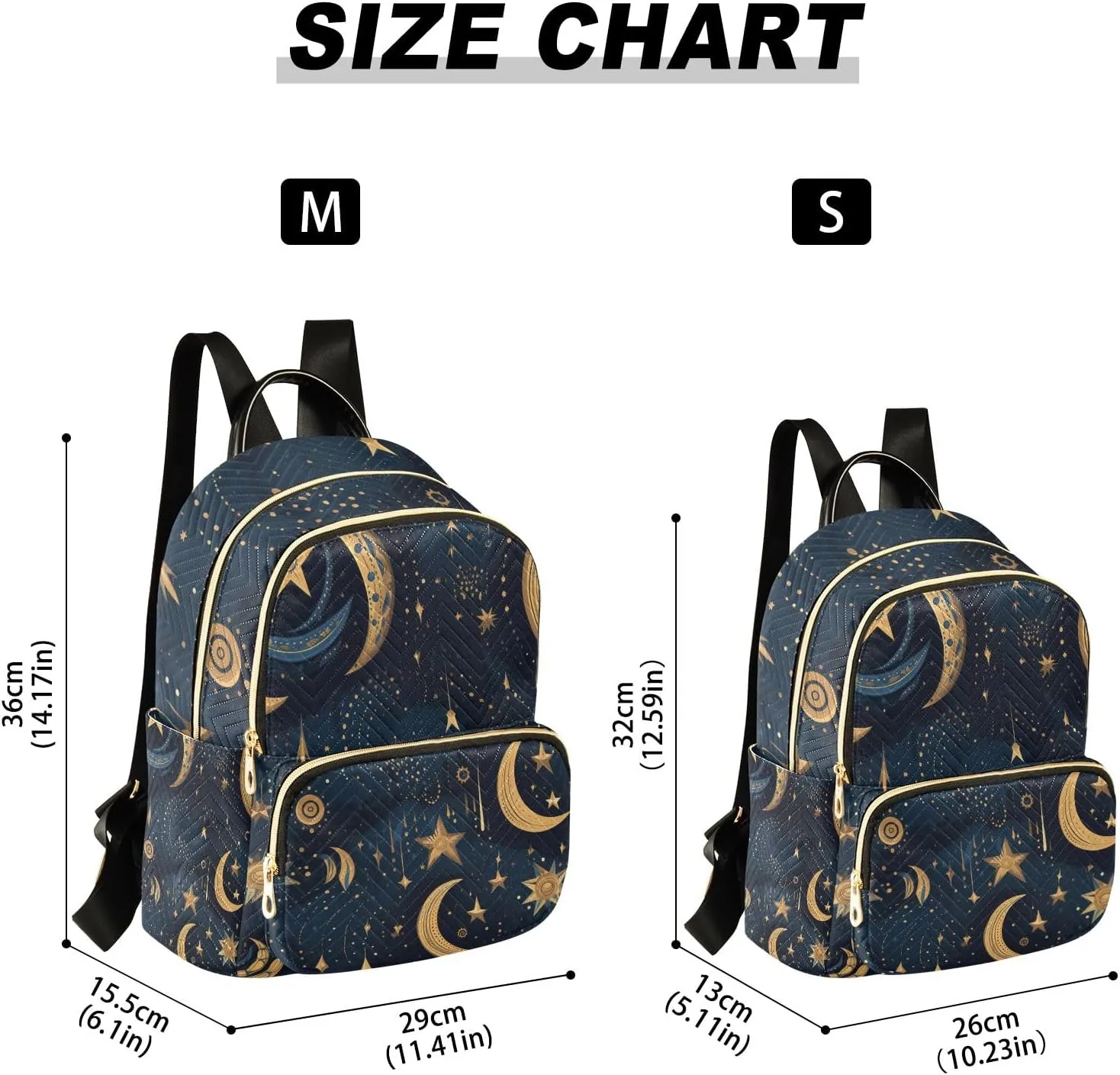 Small Backpack Purse for Women, Ethnic Stars Moons Travel Bag Casual Daypack Shoulder Bag