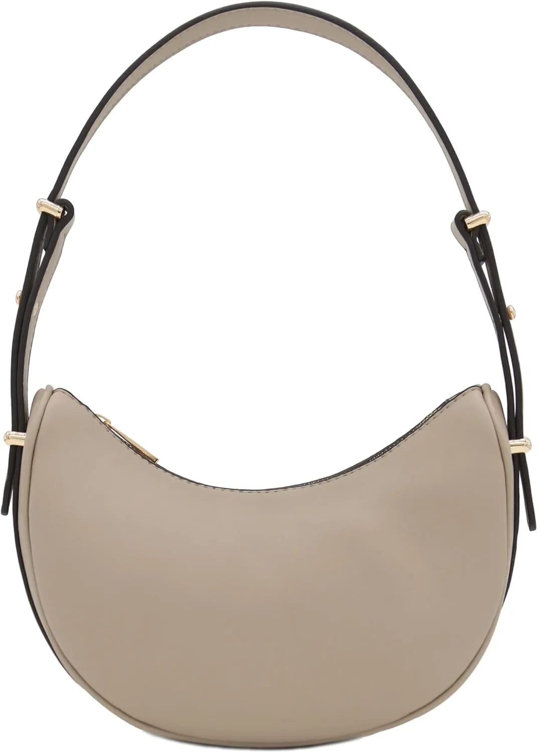 Small Crescent Smooth Faux Leather Underarm Shoulder Bag