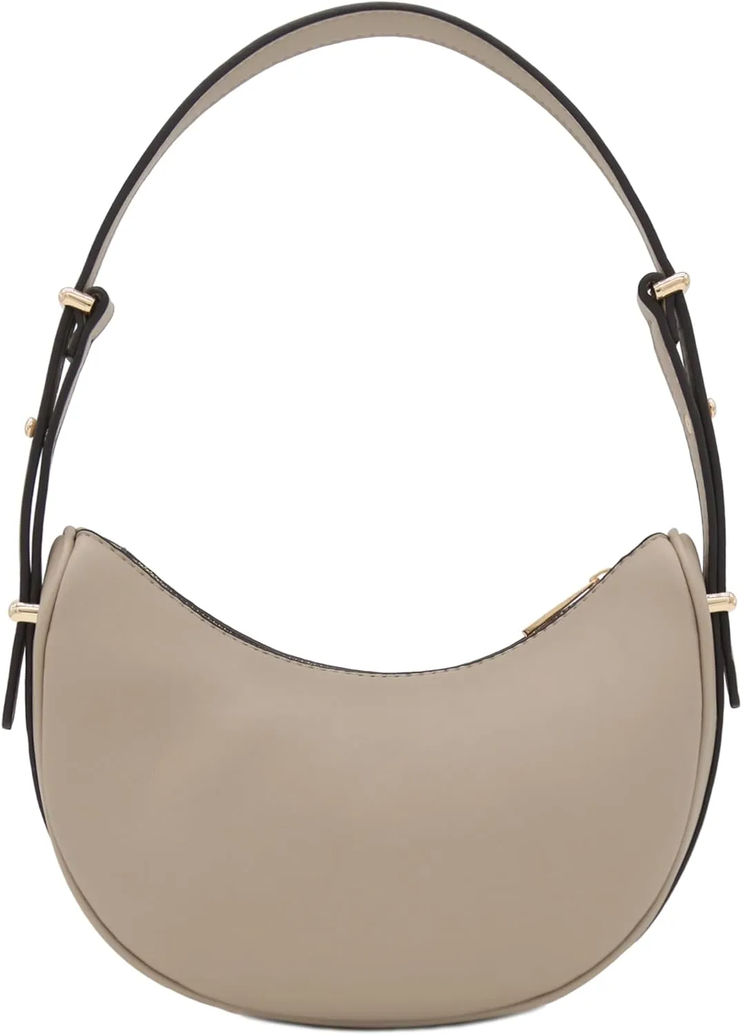 Small Crescent Smooth Faux Leather Underarm Shoulder Bag