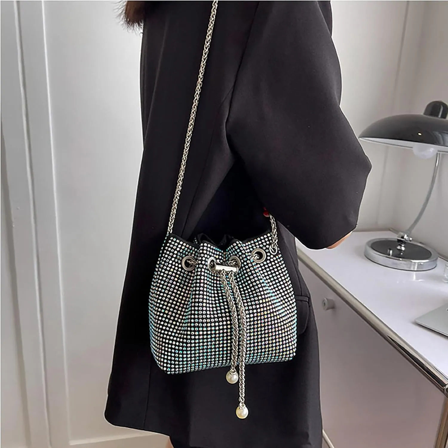 Small Crossbody Bag bucket bag Bling Shoulder Bag Purse for Women