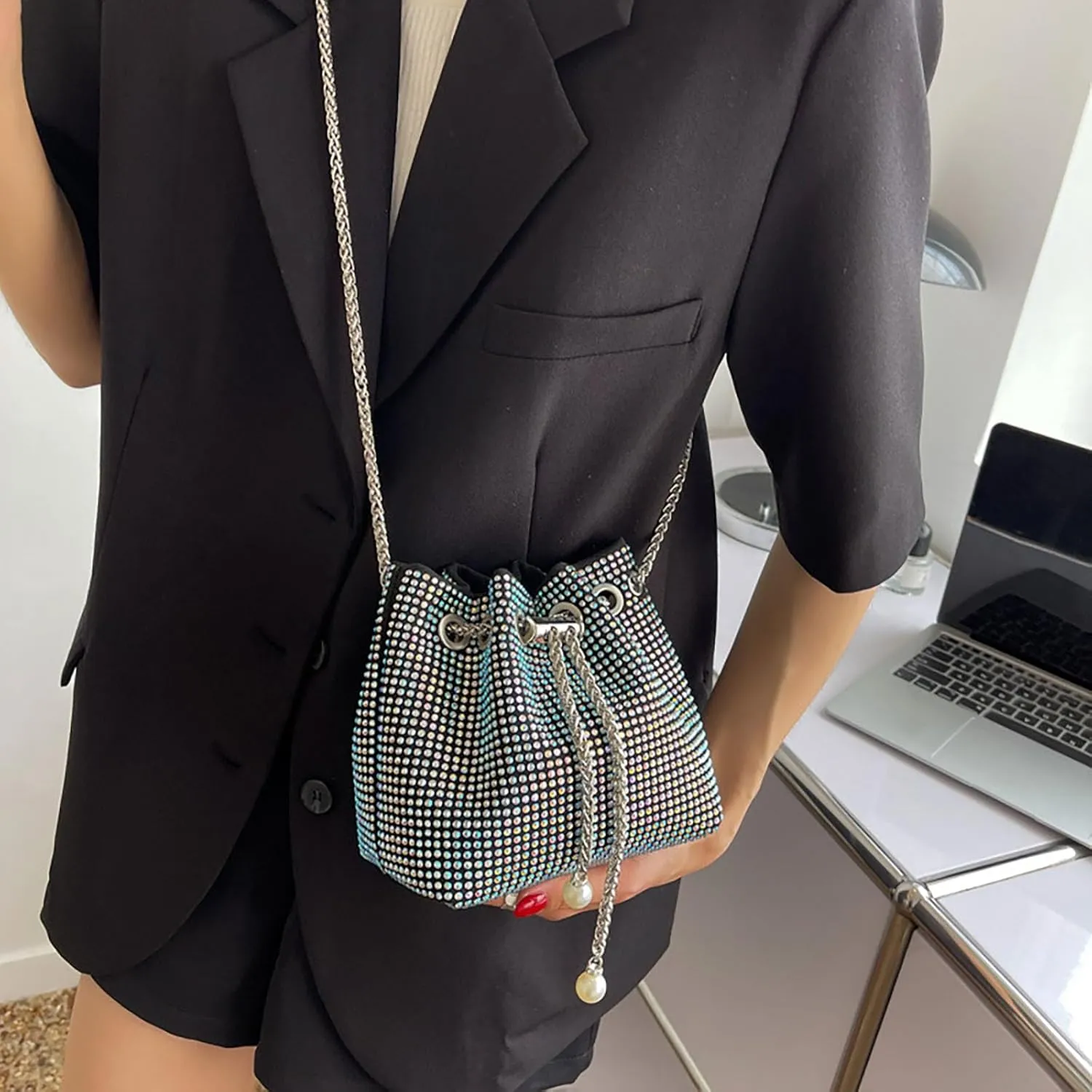 Small Crossbody Bag bucket bag Bling Shoulder Bag Purse for Women