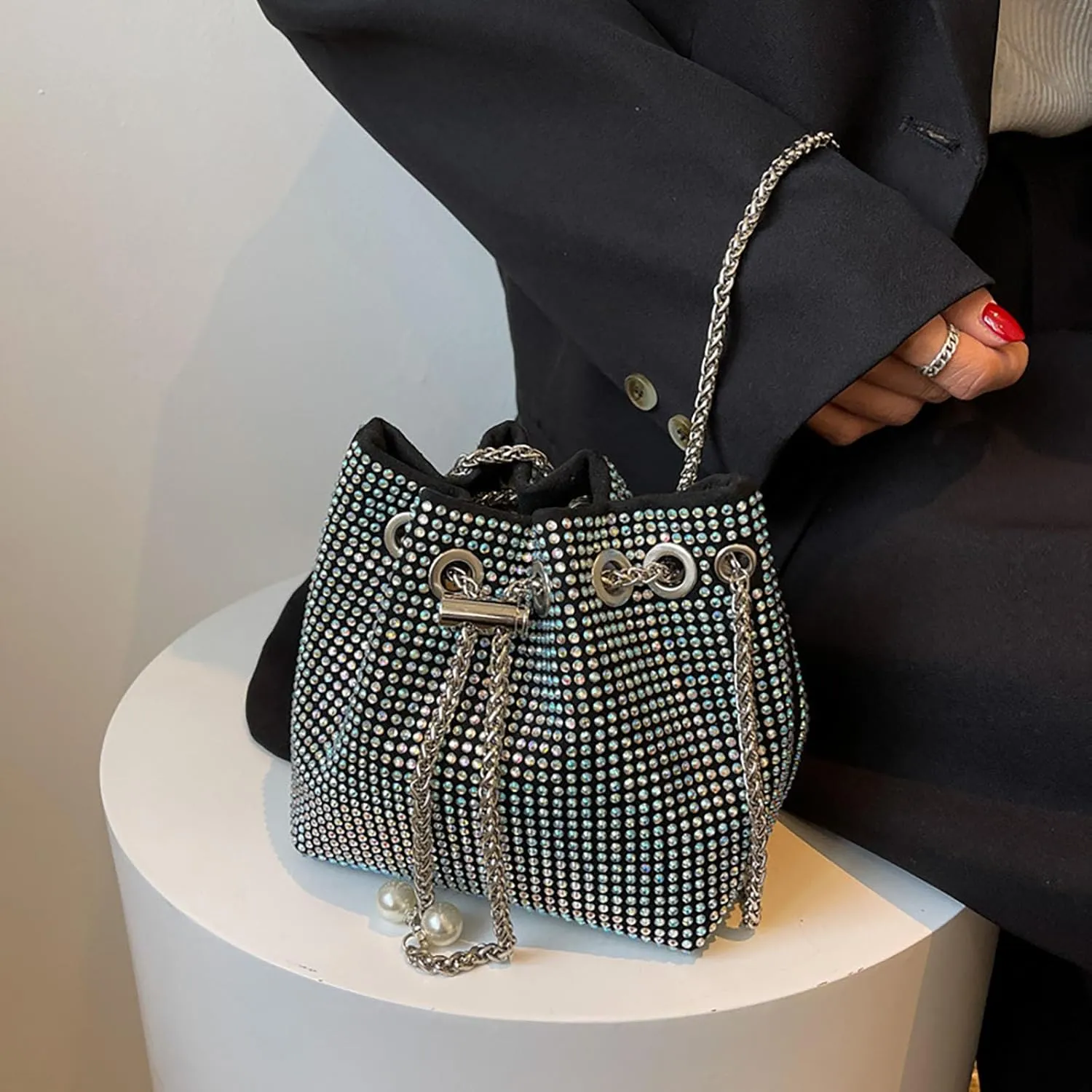 Small Crossbody Bag bucket bag Bling Shoulder Bag Purse for Women