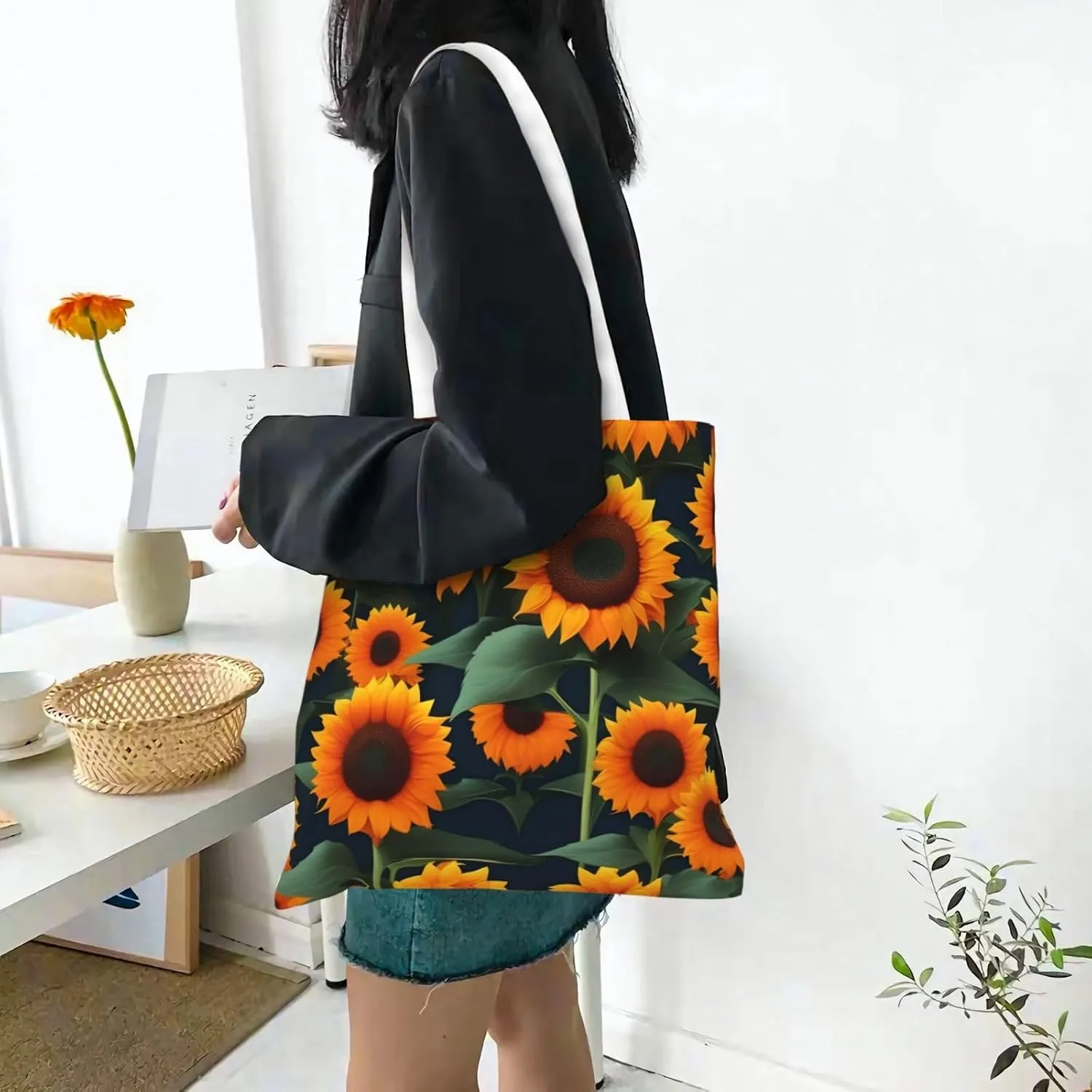 Soccer Ball On Grassy Canvas Aesthetic Tote Bag Unisex Beach Bag Shopping Bags Shoulder Bag Reusable Grocery Bags