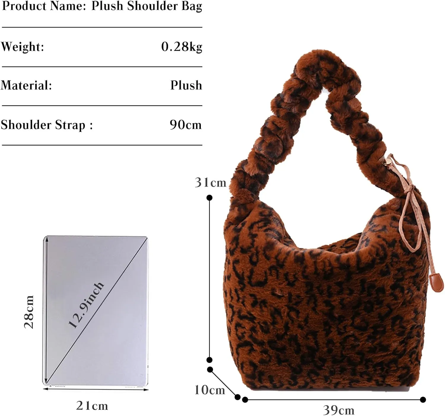 Soft Plush Shoulder Bag for Women Leopard Zebra Print Handbag Cute Fuzzy Crossbody Bag Furry Top Handle Bag
