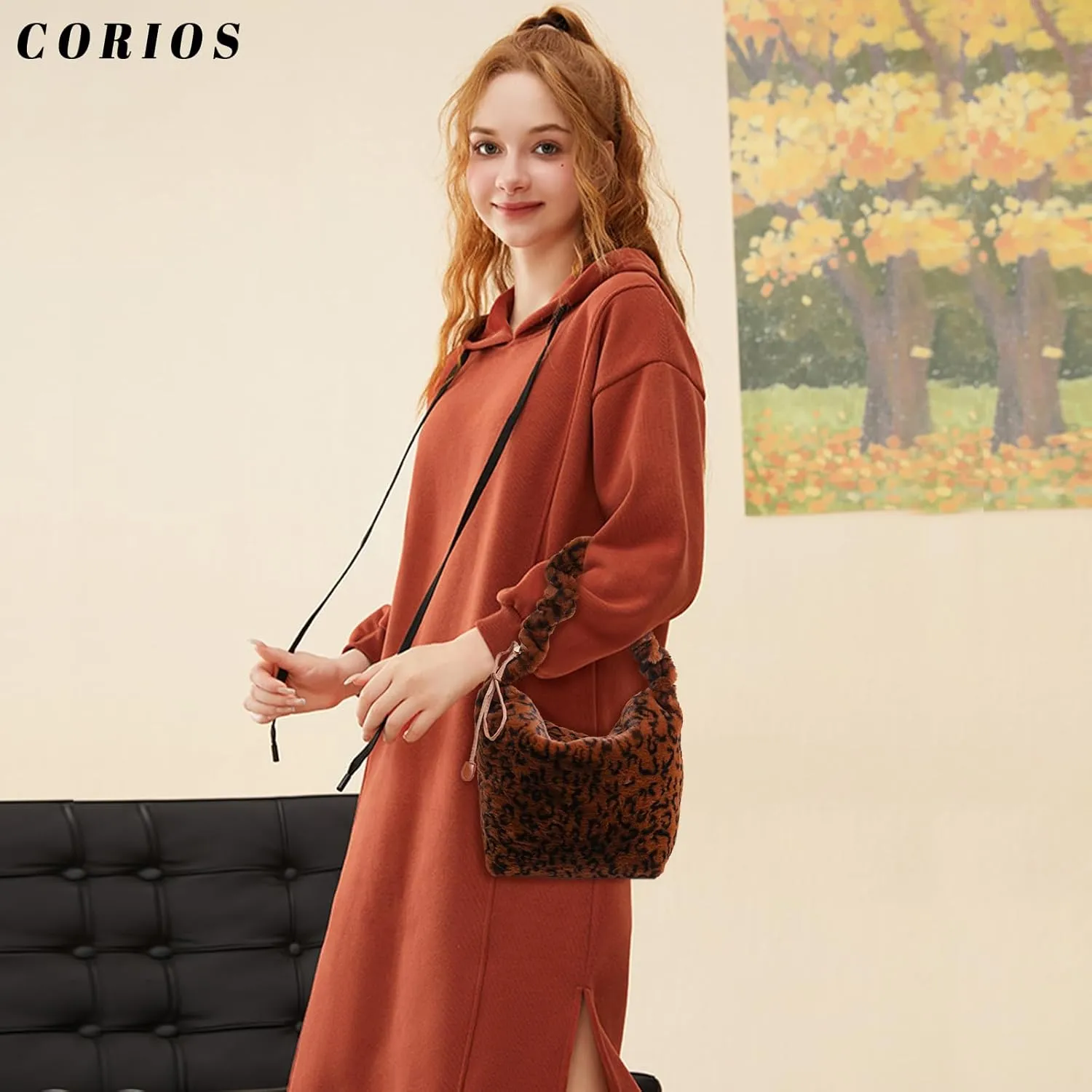 Soft Plush Shoulder Bag for Women Leopard Zebra Print Handbag Cute Fuzzy Crossbody Bag Furry Top Handle Bag