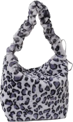 Soft Plush Shoulder Bag for Women Leopard Zebra Print Handbag Cute Fuzzy Crossbody Bag Furry Top Handle Bag