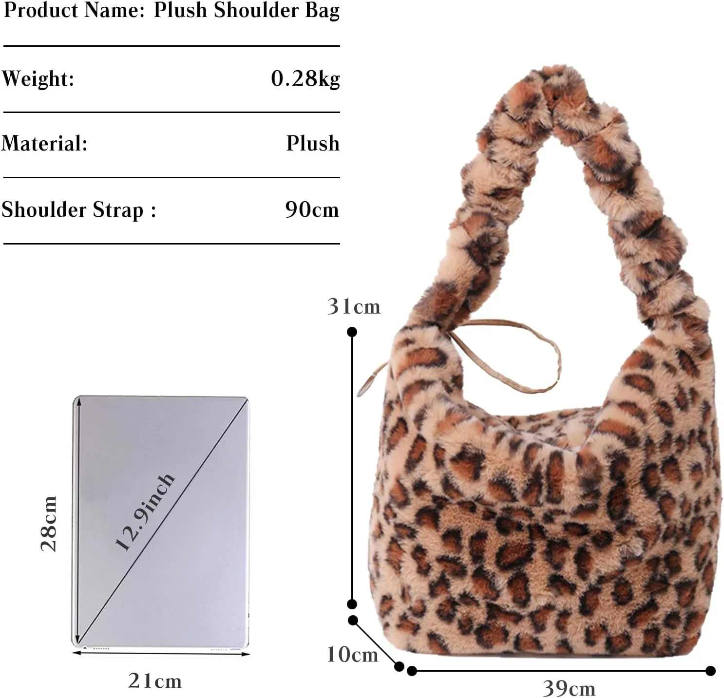 Soft Plush Shoulder Bag for Women Leopard Zebra Print Handbag Cute Fuzzy Crossbody Bag Furry Top Handle Bag