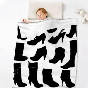 Sport Shoes Sneakers Black White Throw Blanket, Blankets for Couch, Bed, Sofa，Reversible Fluffy Plush Flannel Fleece Blankets and Throws for Adults Women Men 70x80 Inches