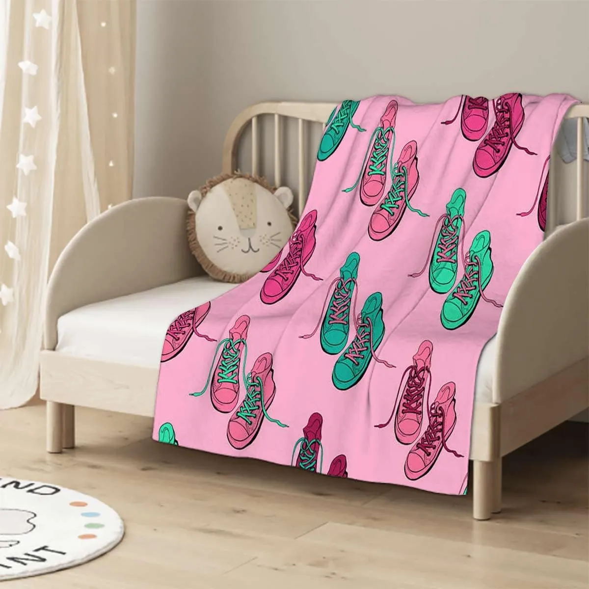 Sport Shoes Sneakers Gifts for Girls Boys Soft Fleece Cozy Warm Flannel Lap Throw Blanket for Child Adults Couch Bed Cute Quilt 40x60 Inches