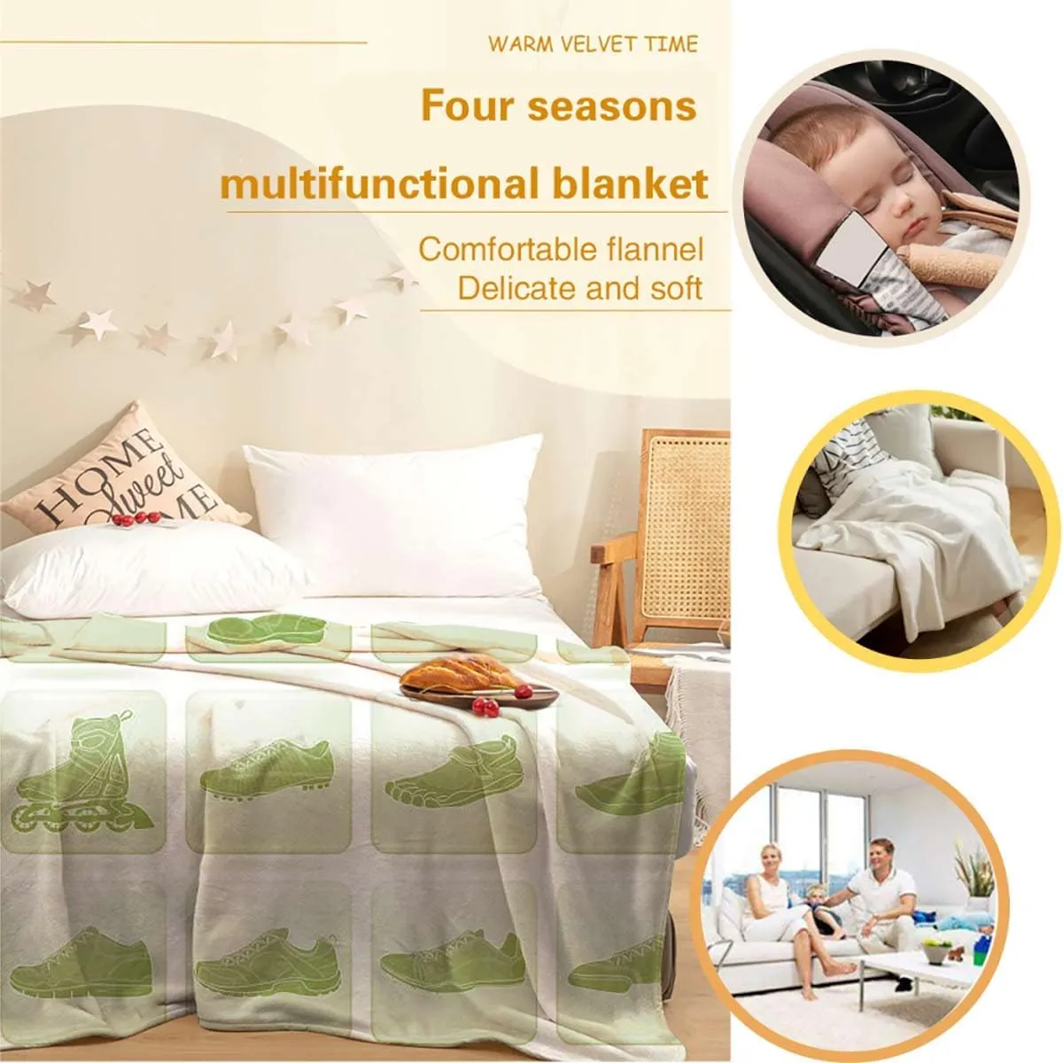 Sport Shoes Sneakers Soft Flannel Cozy Warm Lap Throw Blanket for Child Adults,Blanket Quilt Lovers Couch Bed 40x50 Inches