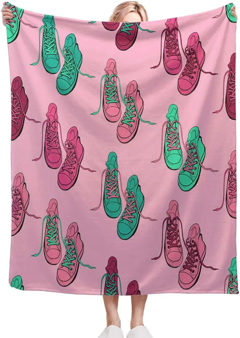 Sport Shoes Sneakers Soft Lap Blanket for Family Birthday Gift,Durable Sofa Blanket Cozy Noon Break Blanket for Office Home Car 70x80 Inches