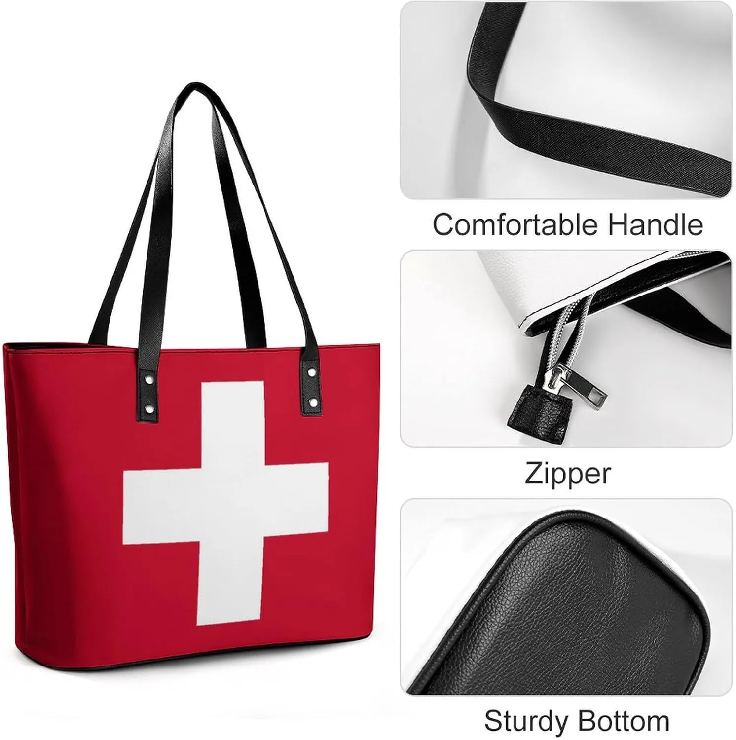 Stylish Yemen Flag Zipper Tote Bag for Women Large Capacity Leather Everyday Handbag