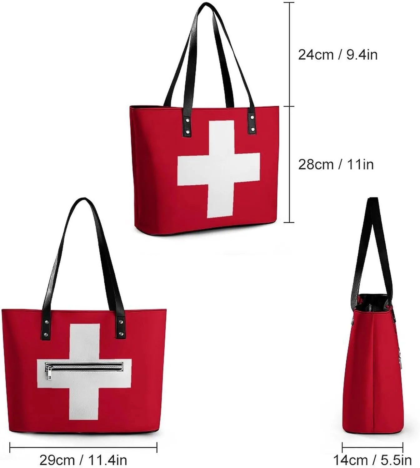 Stylish Yemen Flag Zipper Tote Bag for Women Large Capacity Leather Everyday Handbag