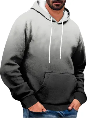 Sweatshirts for Men Stylish Vintage Drawstring Long Sleeve Hooded Sweatshirts Loose Fit Thick Graphic Fishing Hoodies