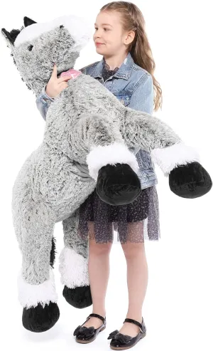 Tezituor Large Horse Stuffed Animal, 47 Inch Realistic Horse Plush Pillow Soft Stuffed Pony Toy Home Decor Birthday Gifts for Boys Girls, Black