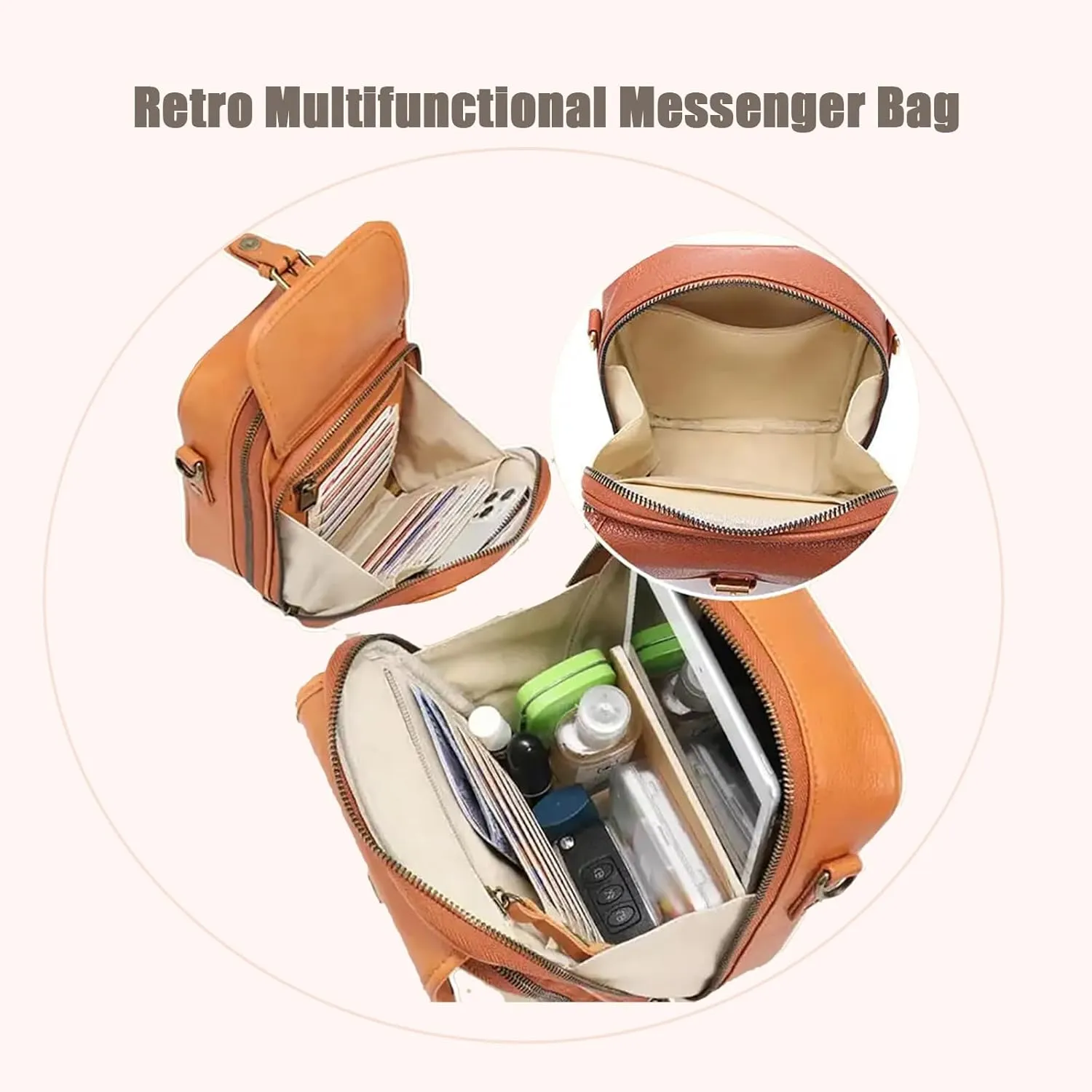 Tojoyride Crossbody Bag,2025 Upgrade Double Layer Large Capacity Mini Messenger Bag, With 10 Card Slots and Anti-Theft Zipper