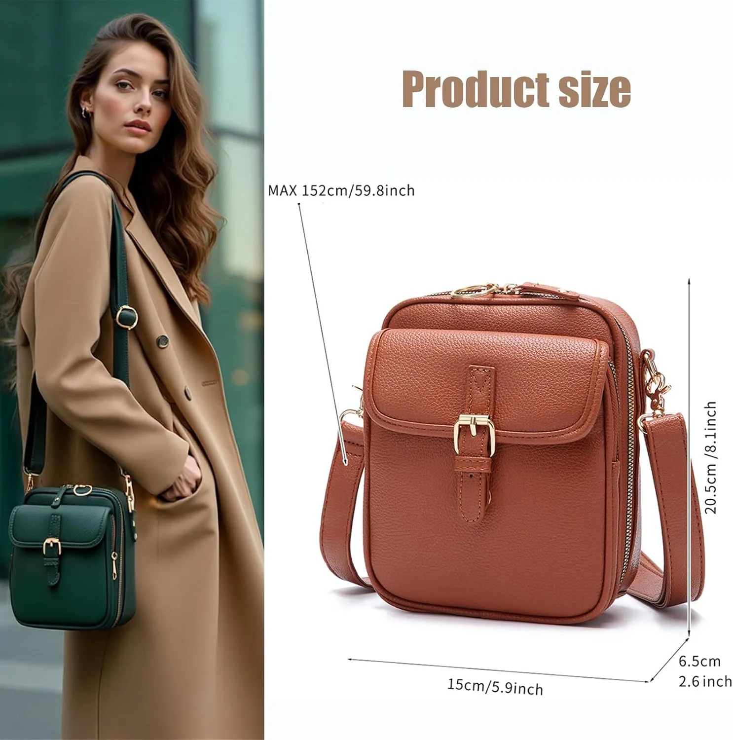 Tojoyride Crossbody Bag,2025 Upgrade Double Layer Large Capacity Mini Messenger Bag, With 10 Card Slots and Anti-Theft Zipper