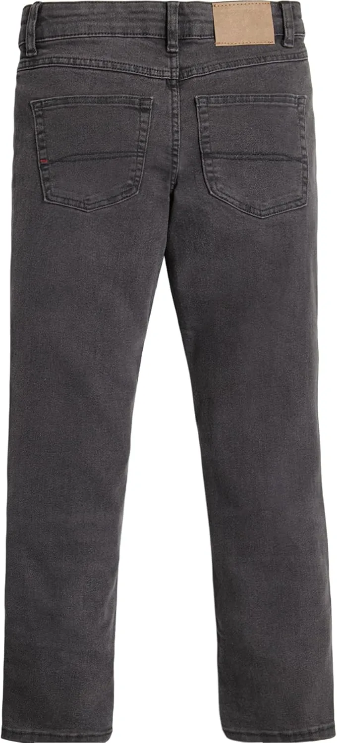 Tommy Hilfiger Boys' 5-Pocket Stretch Slim Straight Leg Denim Jean, Zipper Fly & Button Closure